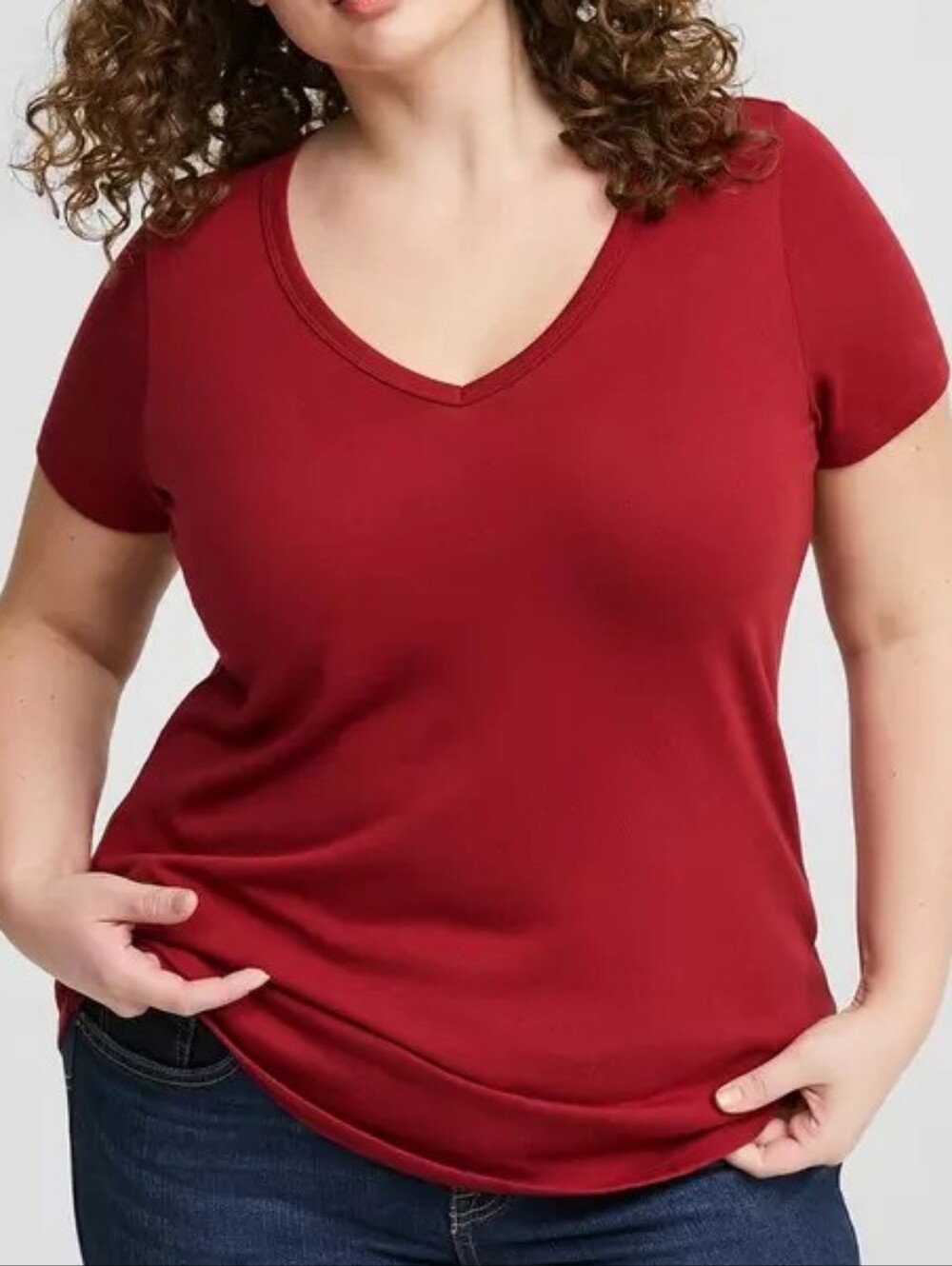 SO Maroon V-Neck Short Sleeve Tee
